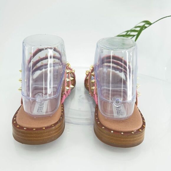 Steve Madden Selina Spiked Sandals Women's 8 Pink Gold Strappy Slip On Slides - Picture 6 of 12